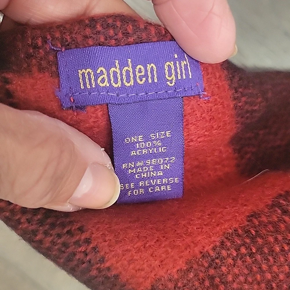 Madden Girl Buffalo Plaid Large Long  Scarf Red & Black Checker Flannel …